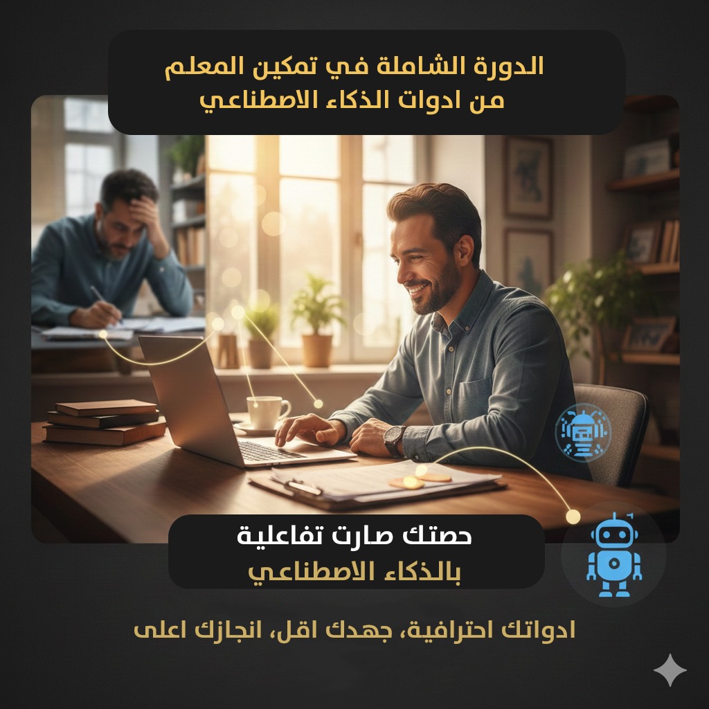 دورة تدريبية مكثفة - تمكين المعلم من استخدام ادوات وبرامج الذكاء الاصطناعي 